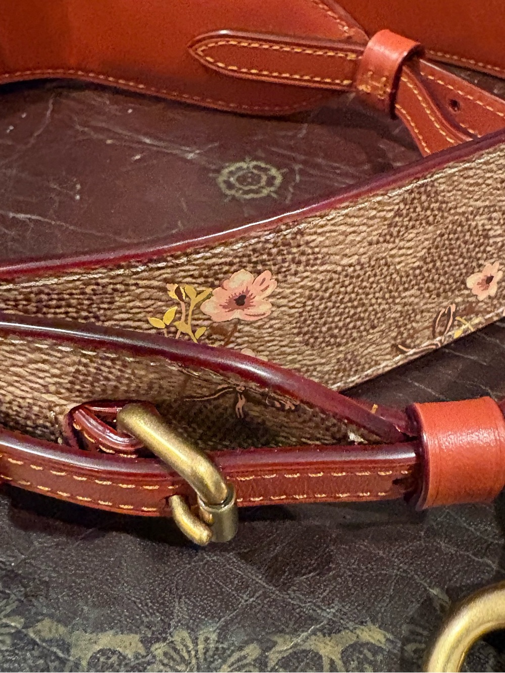 Coach Reversible Leather/Coated Canvas Strap w/ Prairie Print